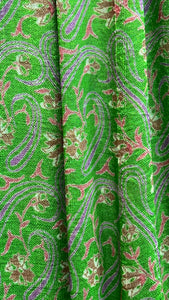 Green silk sari lampshade 18”