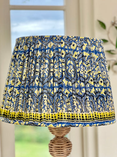 16” vintage blue silk sari lampshade