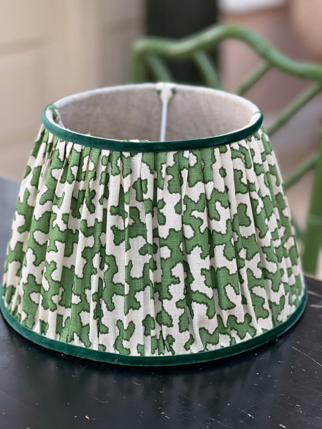 12” green squiggle lampshade