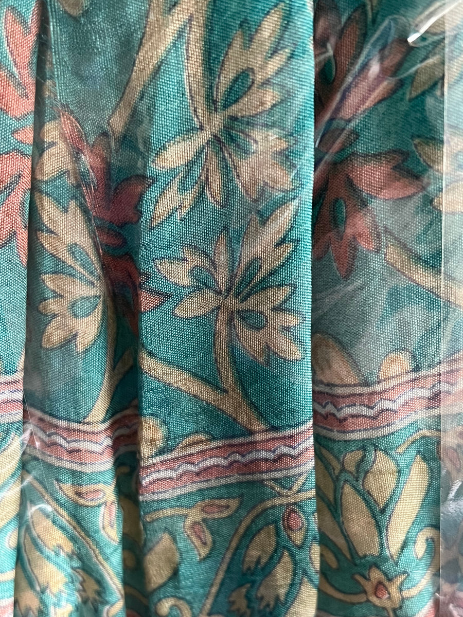 18” scallop in vintage aqua silk sari – Fenella Interior Design