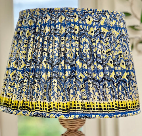 Blue vintage sari lampshade 16”
