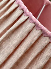 Load image into Gallery viewer, Pink herringbone linen lampshade 12” with pink lining