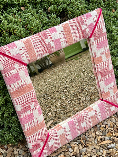 Christopher Farr weave upholstered mirror