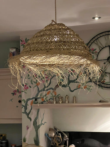 Moroccan straw pendant 20” diameter