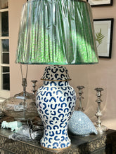 Load image into Gallery viewer, Blue leopard ginger jar lamp 22”