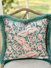 Load image into Gallery viewer, Soane cushion with bushy moustache trim 18”square