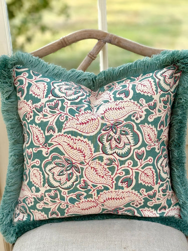 Soane cushion with bushy moustache trim 18”square