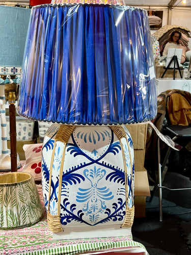 Blue linen lampshade 18”