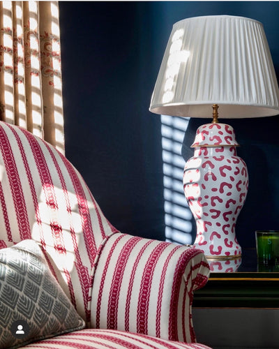 Pink leopard toleware lamp