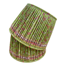 Load image into Gallery viewer, Green silk sari lampshade 14”