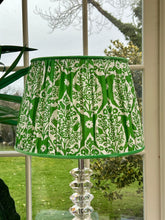Load image into Gallery viewer, Lotus print linen lampshade 16”