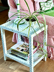 Pretty handpainted side table in moss green