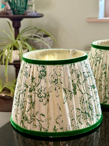 8” linen lampshade made from Flora soames fabric