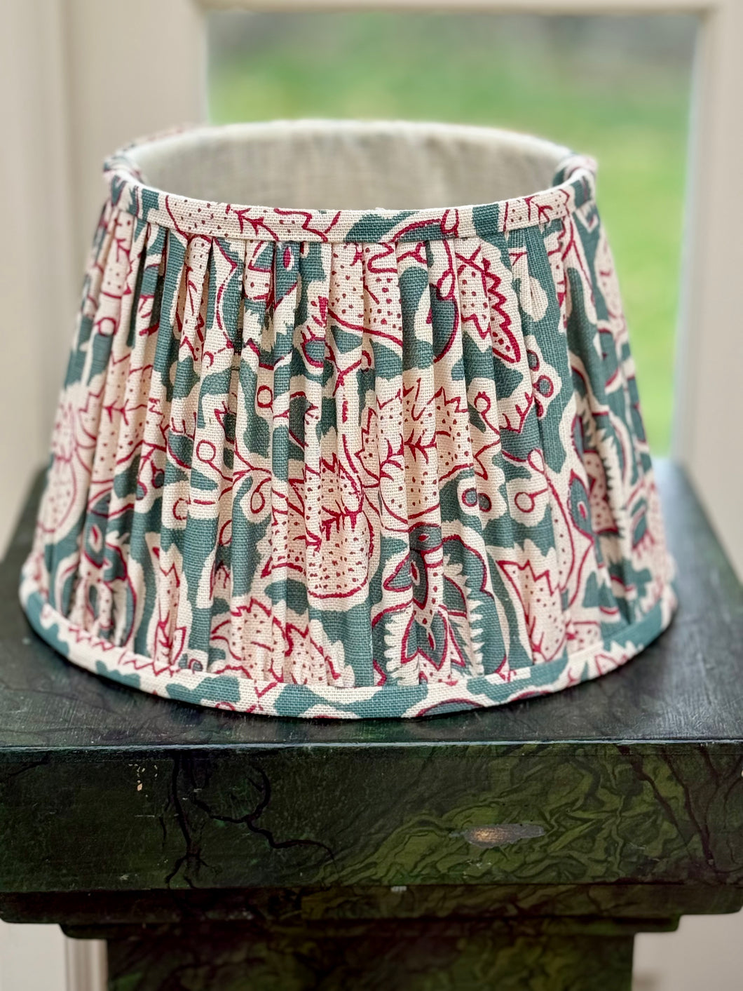 10” linen lampshade made from Soane fabric