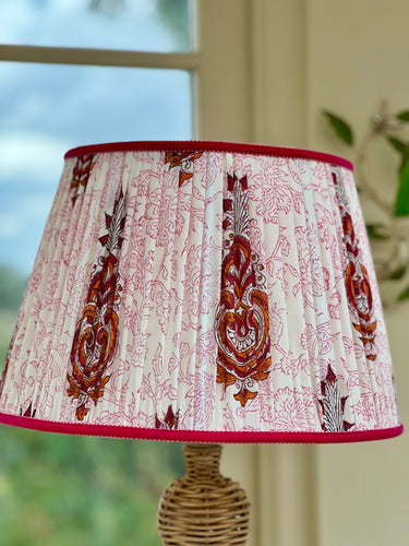 14” block print pink lampshade