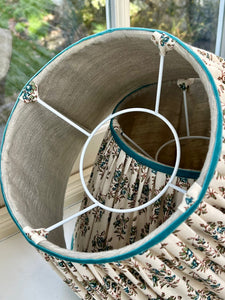 Namay samay linen lampshade 14” with Handstitched silk lining