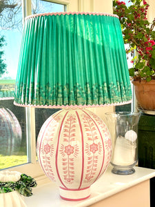 18” green vintage sari lampshade