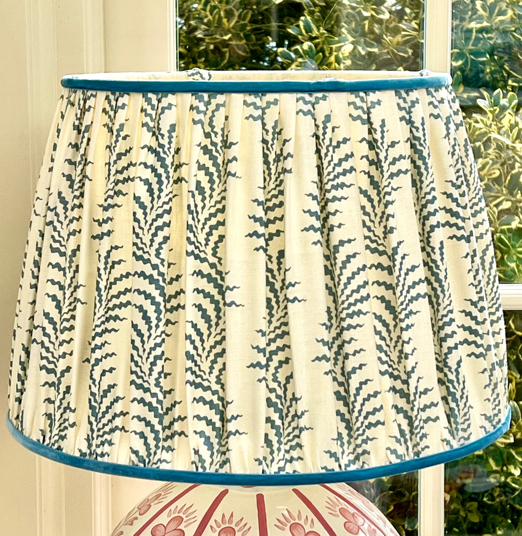 Scrolling fern azure 16” lampshade