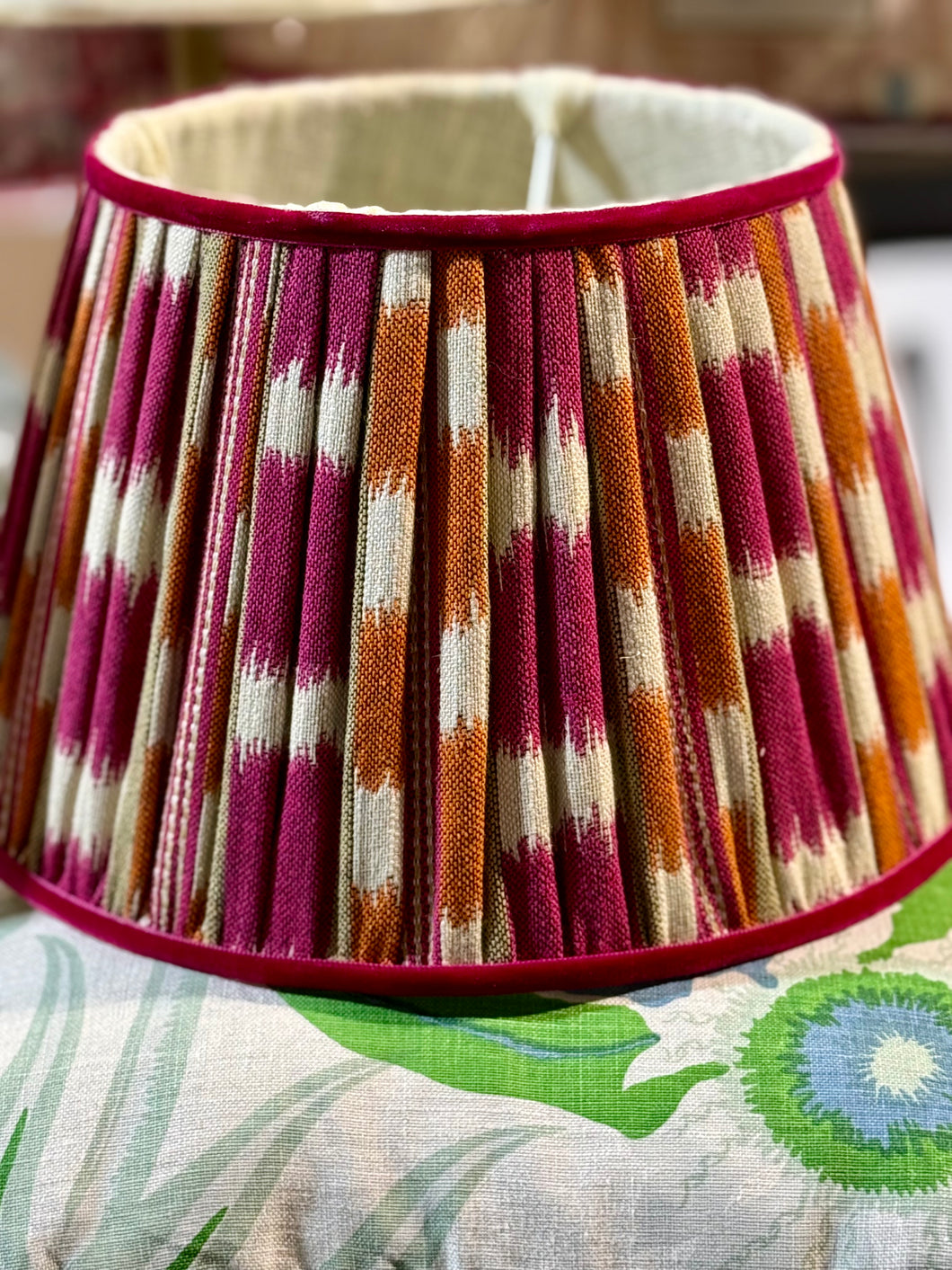Pink and orange lampshade 12”