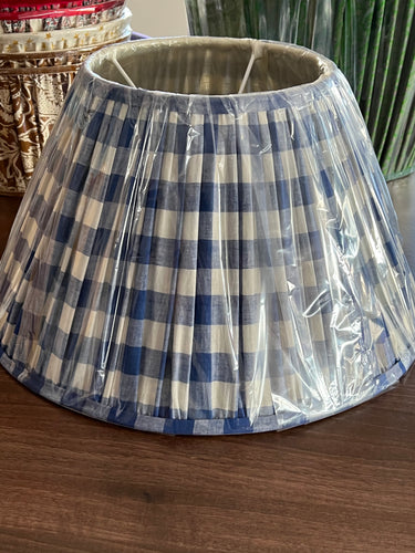 Blue gingham lampshade 18”