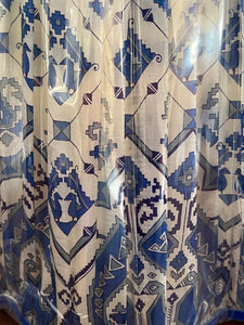 Divine vintage blue silk sari daisy shade 18”