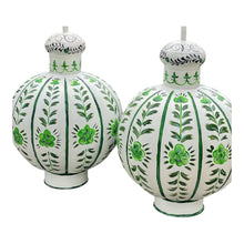 Load image into Gallery viewer, Green handpainted pumpkin lamp