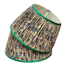 Load image into Gallery viewer, Blue/green vintage silk sari lampshade 12”