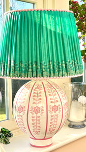 18” green vintage sari lampshade