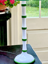 Load image into Gallery viewer, Bamboo stripe lamp in grass green and white