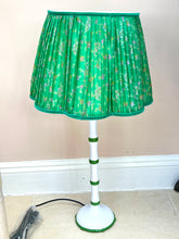 Load image into Gallery viewer, Bamboo stripe lamp in grass green and white