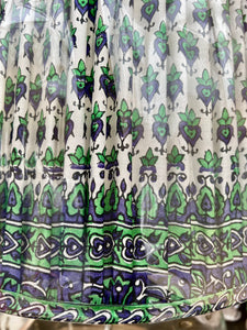 Blue , green and cream silk sari lampshade 18”