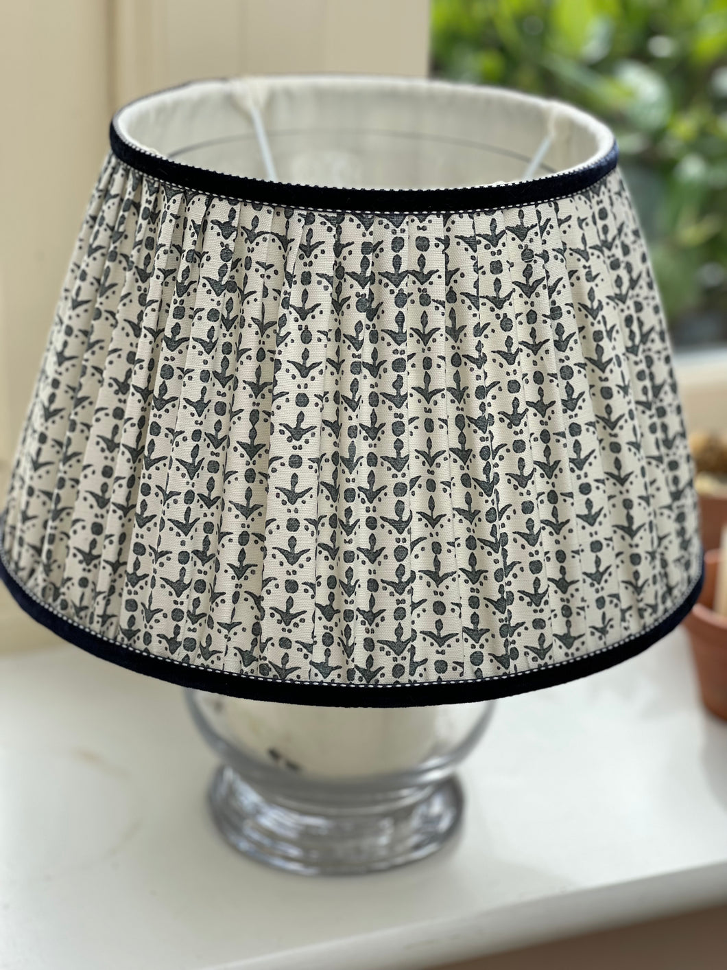Chelsea textiles navy Cupid lampshade 12”