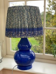 Cobalt blue metal gourd lamp 20”